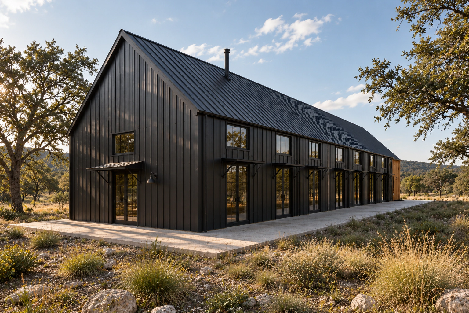Opposite-side view of The Longhouse two-story modern barn model